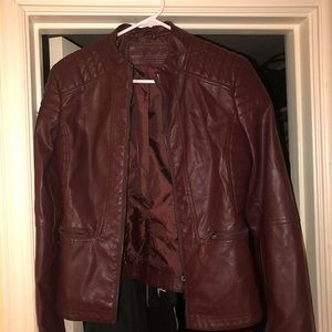 MSSP Faux Leather Jacket MAROON